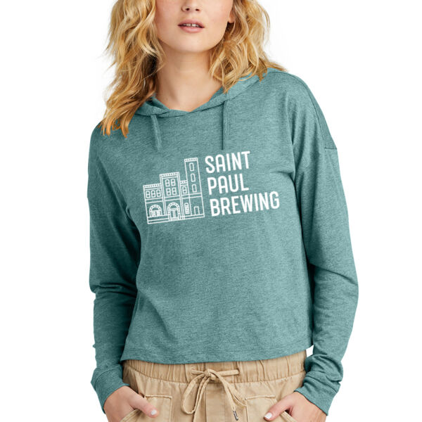 District® Women’s Perfect Tri® Midi Long Sleeve Hooded T-Shirt - Printed Logo Thumbnail